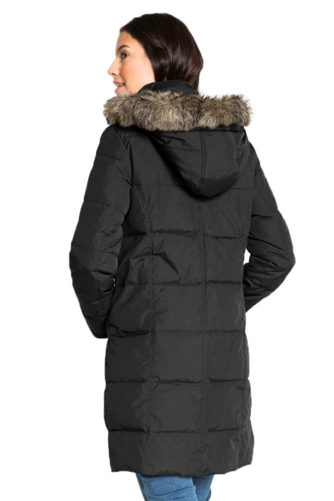 Black Toggle Button Quilted Coat for Women