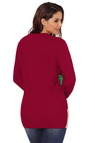 Burgundy Beach Coconut Tree Santa Sweater