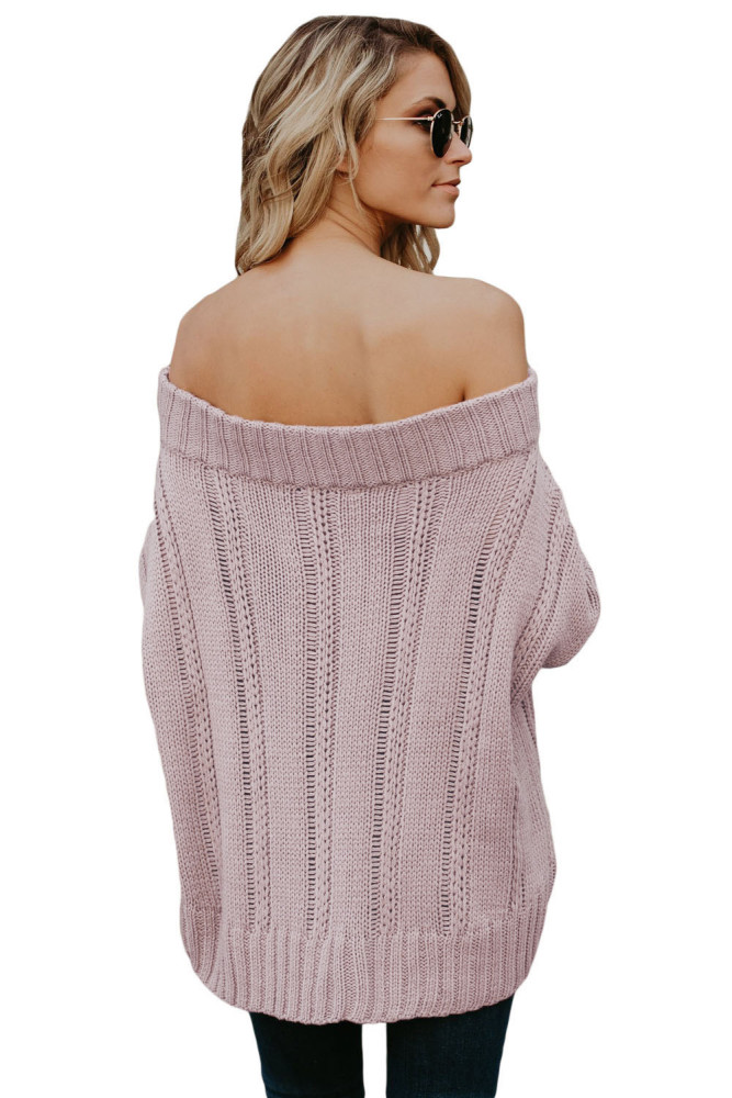 Pink Off The Shoulder Winter Sweater