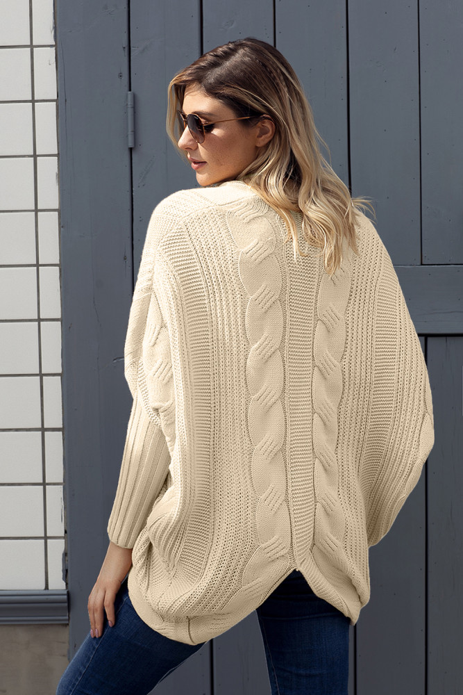 Apricot Luxe Cable Knit Open Front Cardigan