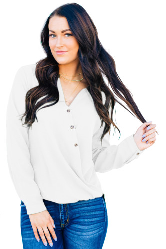 White Surplice Button Trio Top