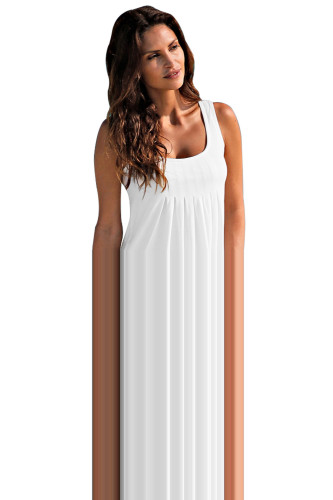 Bohemian Flowery Detail White Short Tank Dress