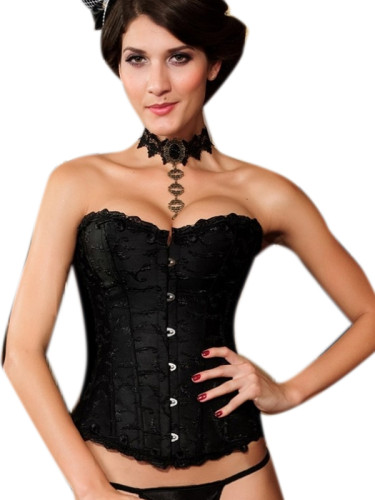 Deluxe Elegant Jacquard Weave Corset Black