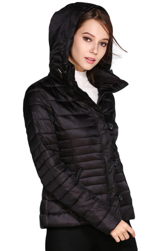 Black Core Down Hooded Jacket