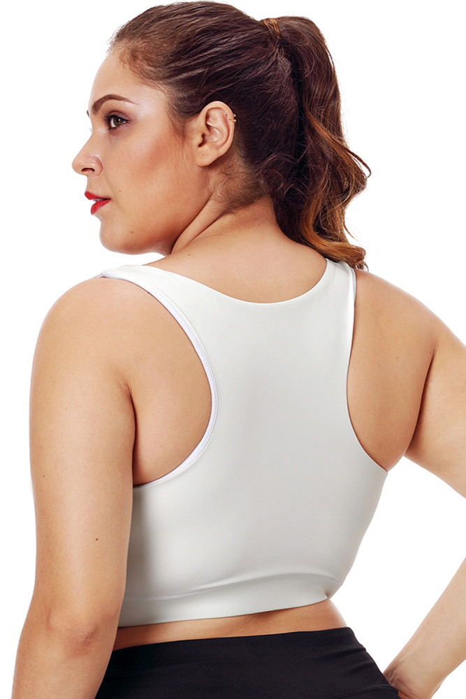 White Plus Size Racerback U-shaped Neck Sport Bra