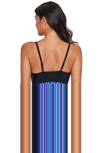 Blue Green Beach Holiday Tankini Swim Top