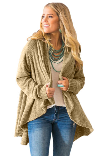 Apricot Velvety Chenille Knitted Cardigan