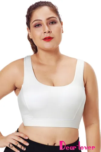 White Plus Size Racerback U-shaped Neck Sport Bra