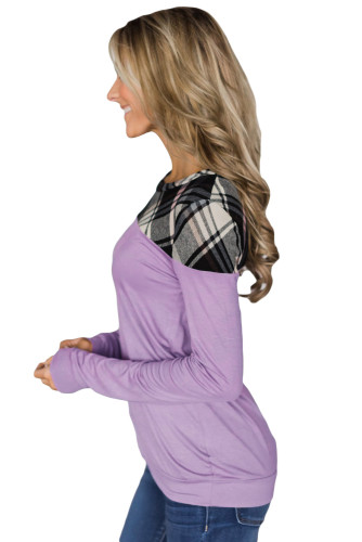 Purple Plaid Long Sleeve Top