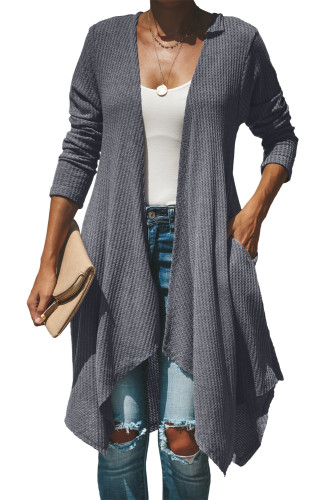 Gray Handkerchief Hem Lightweight Cardigan