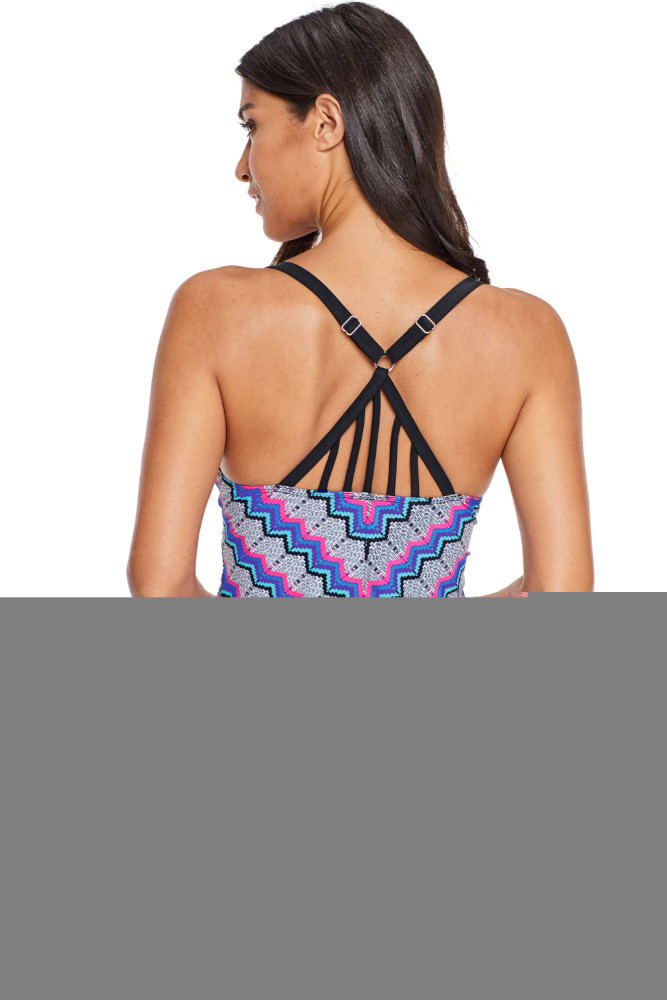 Chic Tribal Print V Neck Tankini and Short Set