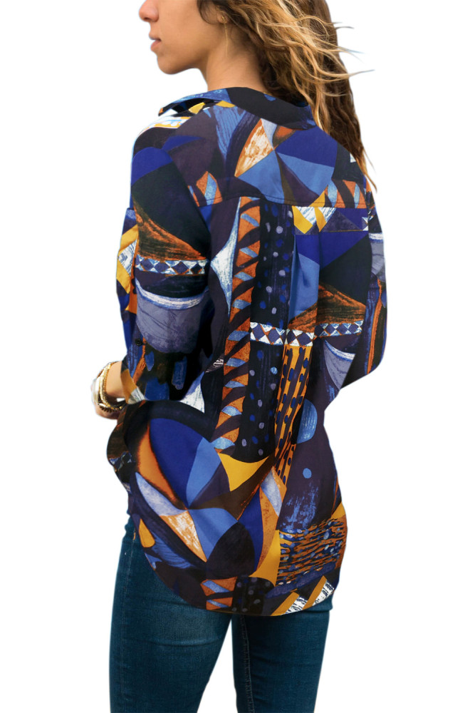 Black Abstract Color Block Pattern Shirt
