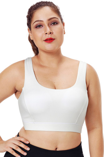 White Plus Size Racerback U-shaped Neck Sport Bra