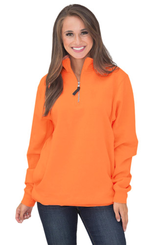 Light Coral Pocket Style Quarter Zip Sweatshirt