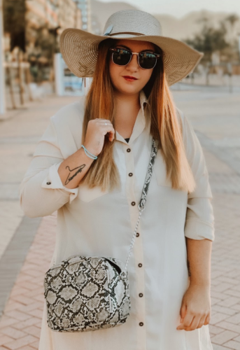 Apricot Long Sleeve Button Down Crepe Shirt Dress