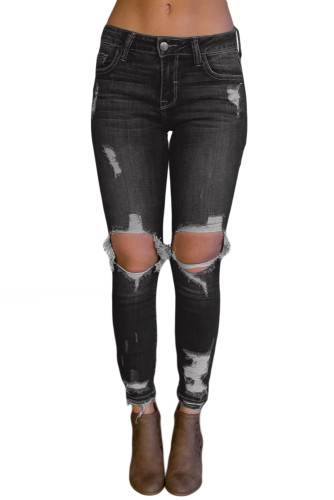 Black Destroyed Skinny Jeans