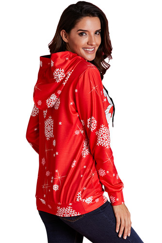 Red Christmas Pullover Santa Claus Accent Hoodie