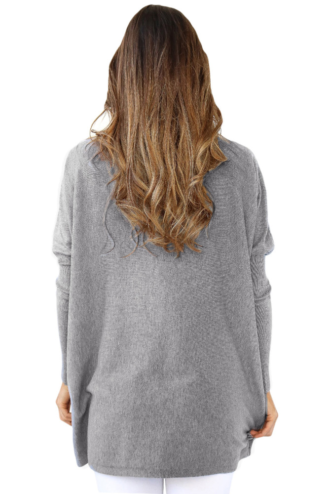 Grey Classic Wide Neck Knitted Jumper