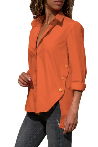 Orange Long Sleeve Button Detail Shirt