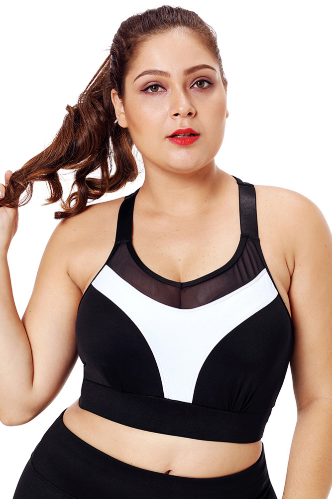White Accent Mesh Strap Yoga Bra for Women