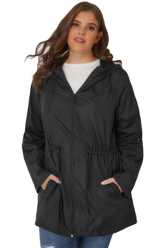 Black Plus Size Pocket Parka Jacket