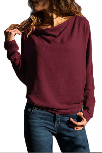 Burgundy Concise Pullover Sweatshirt