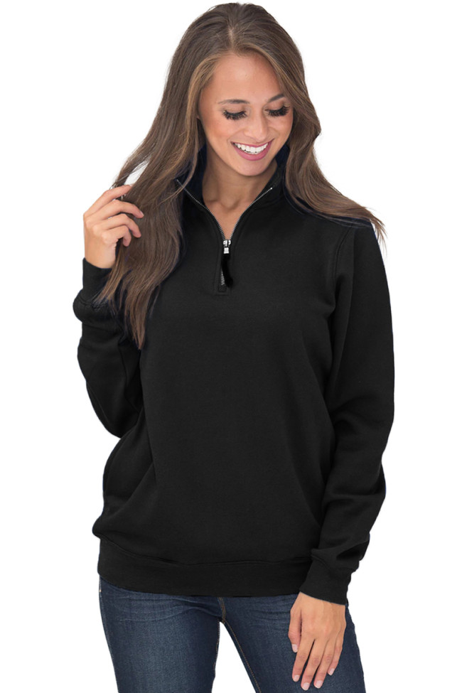 Black Pocket Style Quarter Zip Sweatshirt