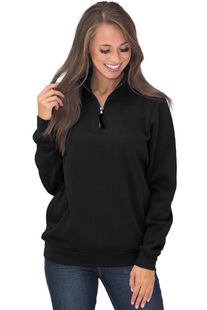 Black Pocket Style Quarter Zip Sweatshirt