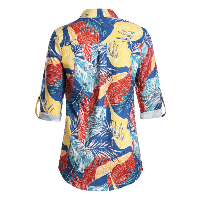 Multicolor Plant Print Women Shirt