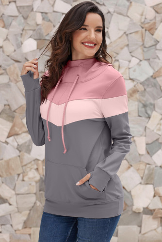 Mauve Hooded Gray Colorblock Sweatshirt
