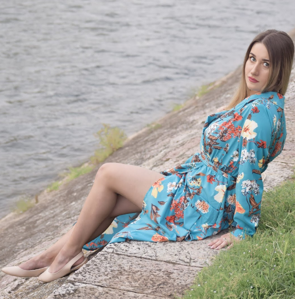 Blue Bohemian Floral Print Notch Lapel Belted Shirt Dress