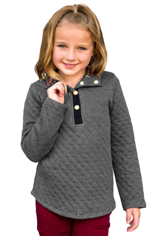 Gray Toddlers Monogrammed Quilted Pullover Tunic