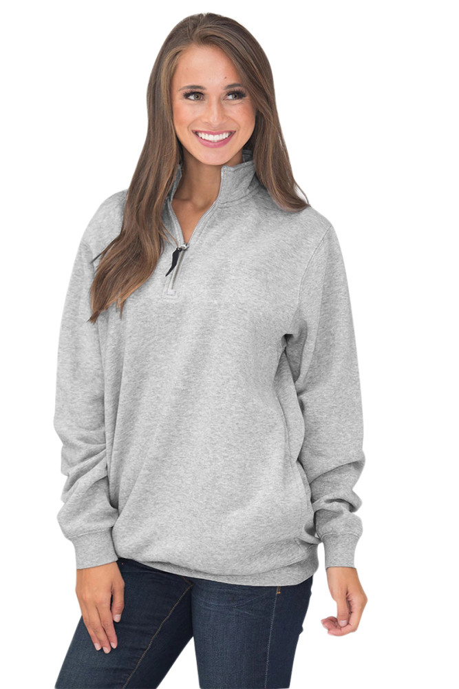 Gray Pocket Style Quarter Zip Sweatshirt