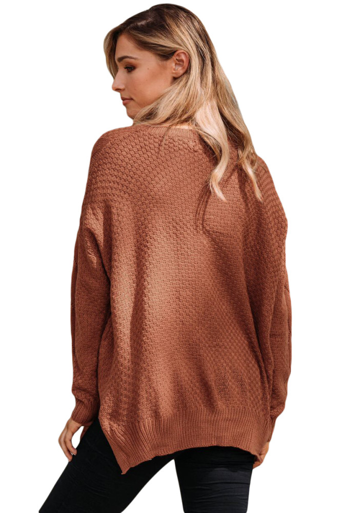 Orange Thick Patterned Knit Sweater
