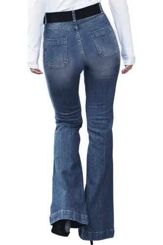 Blue Pocket Trumpet Flare Jeans