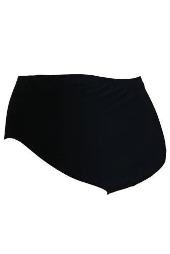 White Piping Stripes Accent Black High Waist Swim Briefs