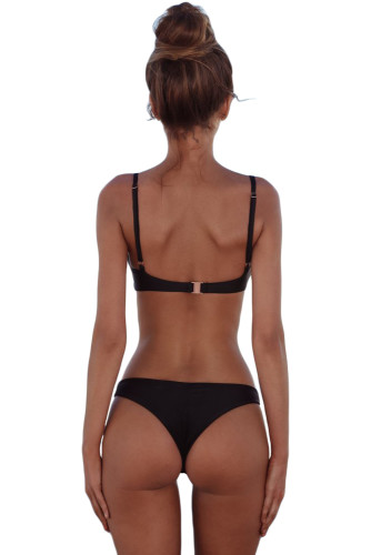 Black Plain Two Piece Swimsuit
