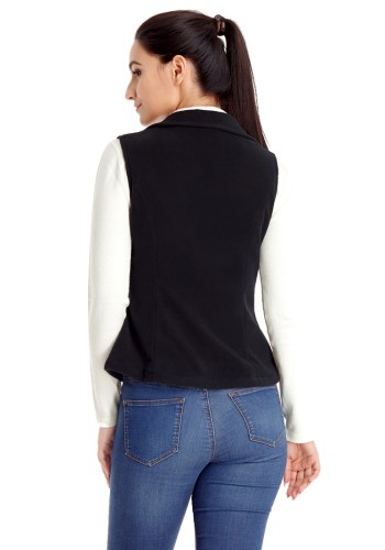 Black Sleeveless Zip Front Coat