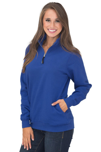 Navy Blue Pocket Style Quarter Zip Sweatshirt