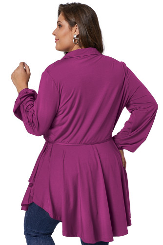 Fuchsia Plus Size Tie Waist Top