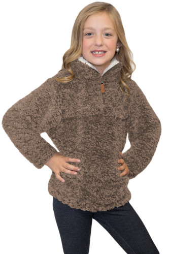 Khaiki Luxe Fuzzy Pullover Sherpa Girl Sweatshirt