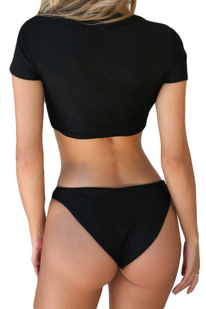 Black Knotty Shirt Bikini 2pc Bathing Suit