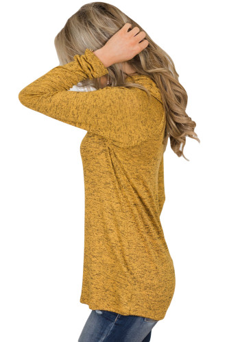 Yellow Charming Ways Cowl Neck Button up Top