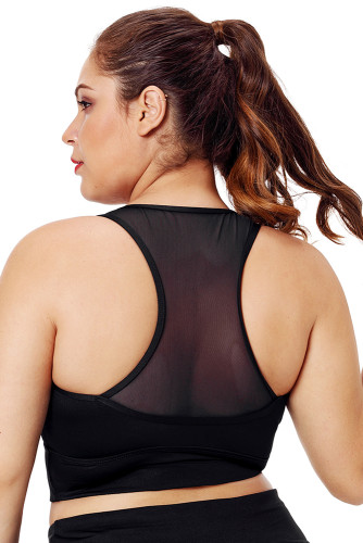Black Sleevelss Racerback Plus Size Yoga Bra