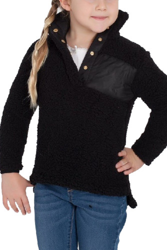 Black Sherpa Pullover for Little Girl