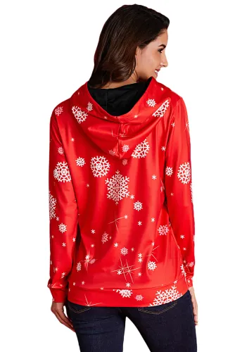 Red Christmas Pullover Santa Claus and Snowman Hoodie