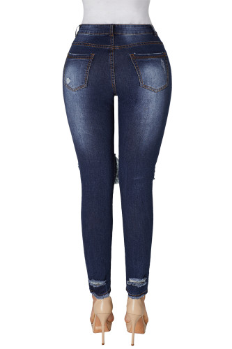 Dark Blue Destroyed Skinny Jeans