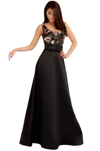Black Empire Waist Sleeveless Party Gown Dress