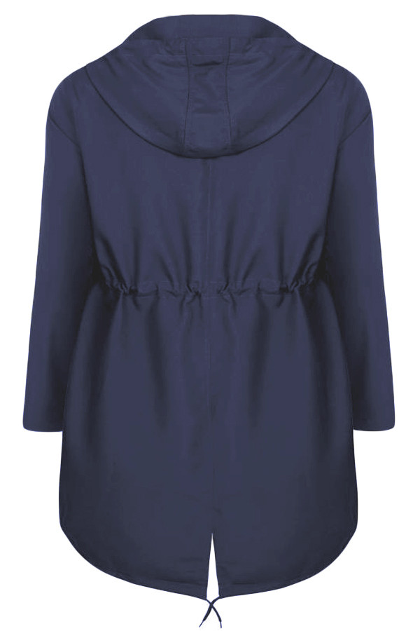 Navy Plus Size Pocket Parka Jacket