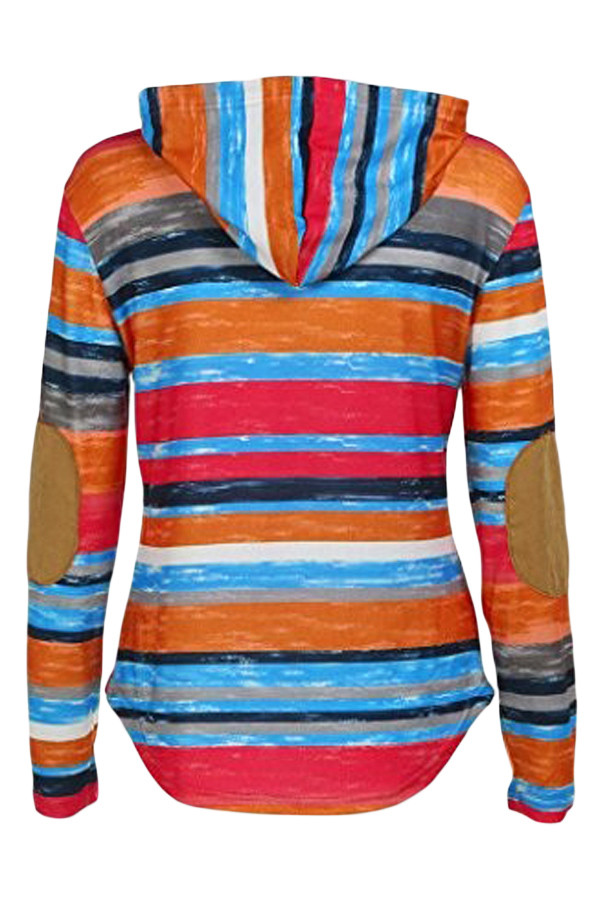 Colorful Striped Drawstring Hoodie